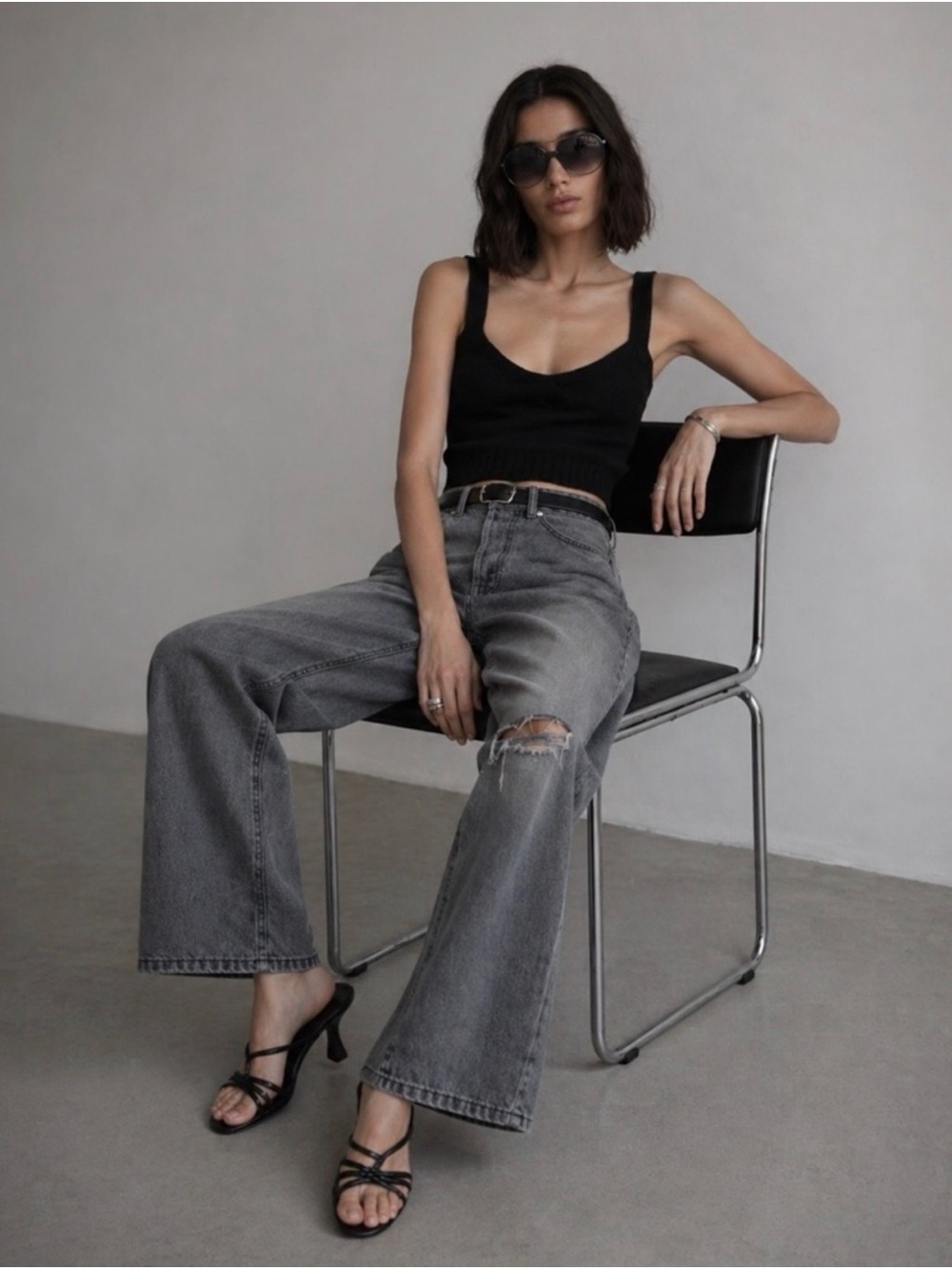 Zadig & Voltaire Evy Washed Gray Wide-Leg Jeans Size 27 - Picture 1 of 7